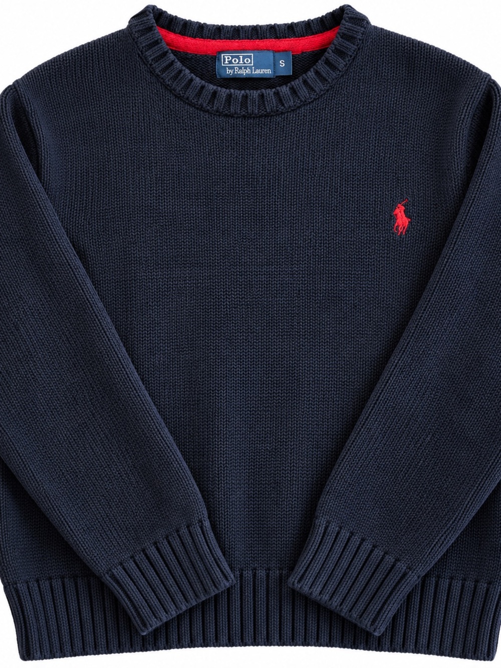 Ralph Lauren Navy Crewneck Sweater with Red Pony